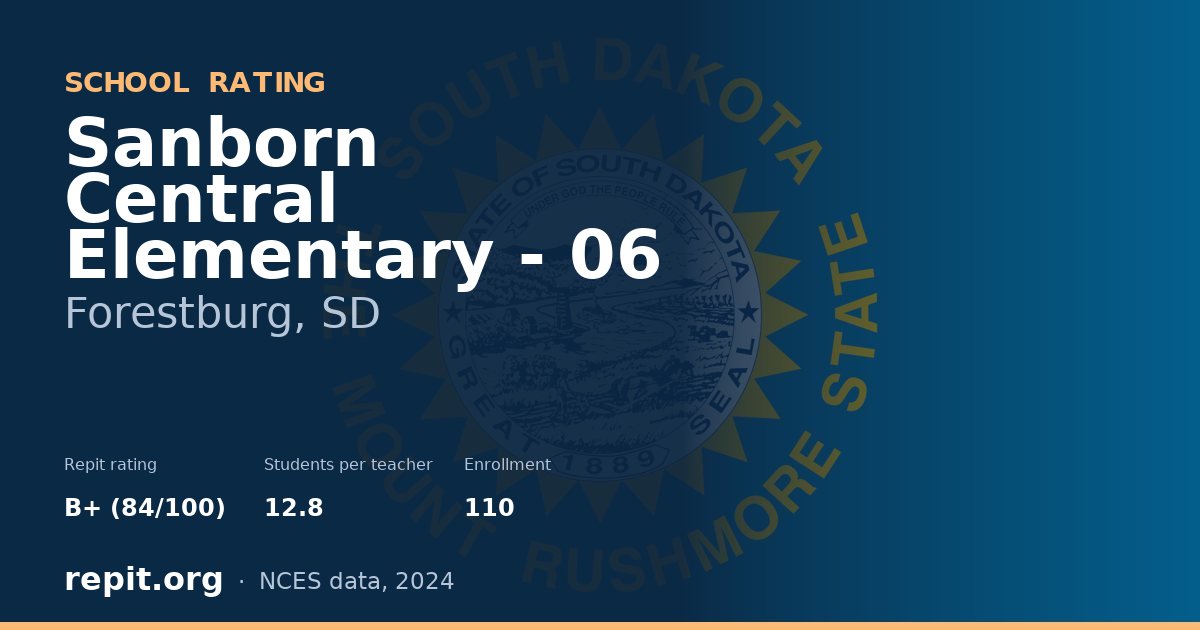 Sanborn Central Elementary - 06, Forestburg, SD — Repit school rating B+ (84/100)