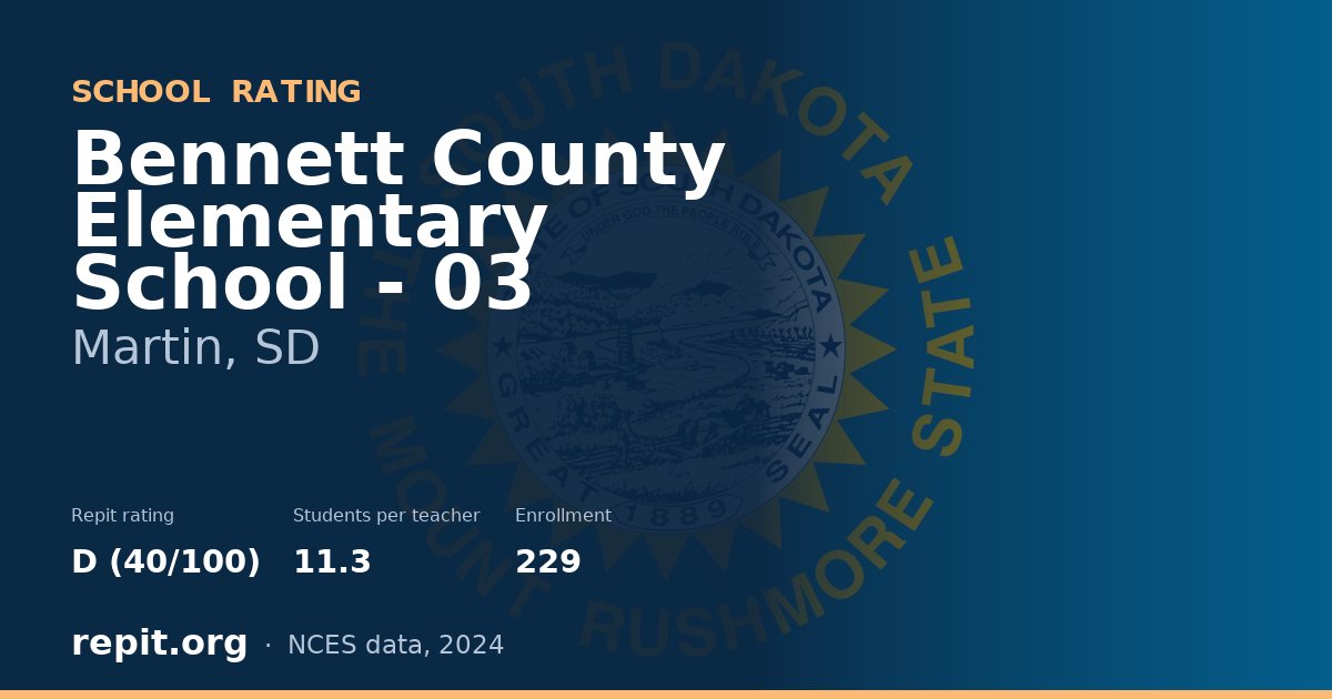 Bennett County Elementary School - 03, Martin, SD — Repit school rating D (40/100)