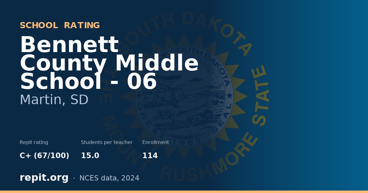 Bennett County Middle School - 06, Martin, SD — Repit school rating C+ (67/100)
