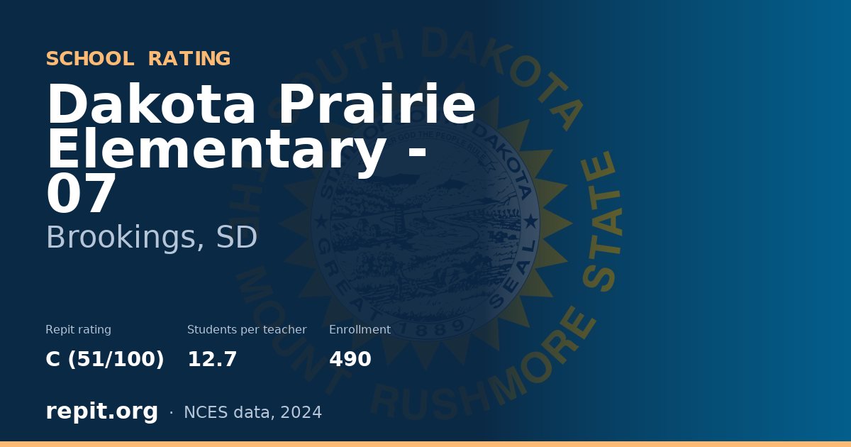 Dakota Prairie Elementary - 07, Brookings, SD — Repit school rating C (51/100)