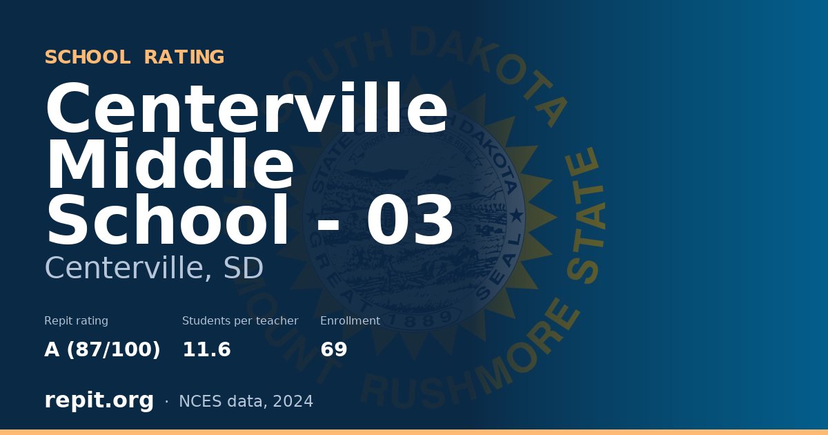 Centerville Middle School - 03, Centerville, SD — Repit school rating A (87/100)