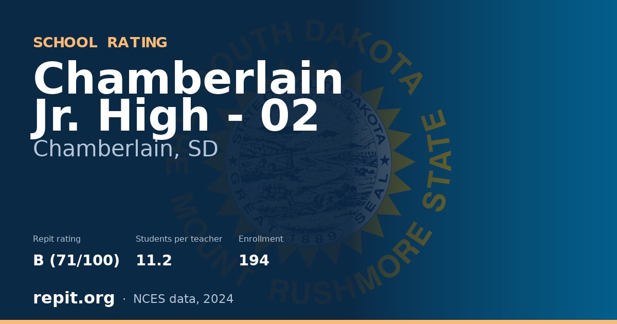 Chamberlain Jr. High - 02, Chamberlain, SD — Repit school rating B (71/100)