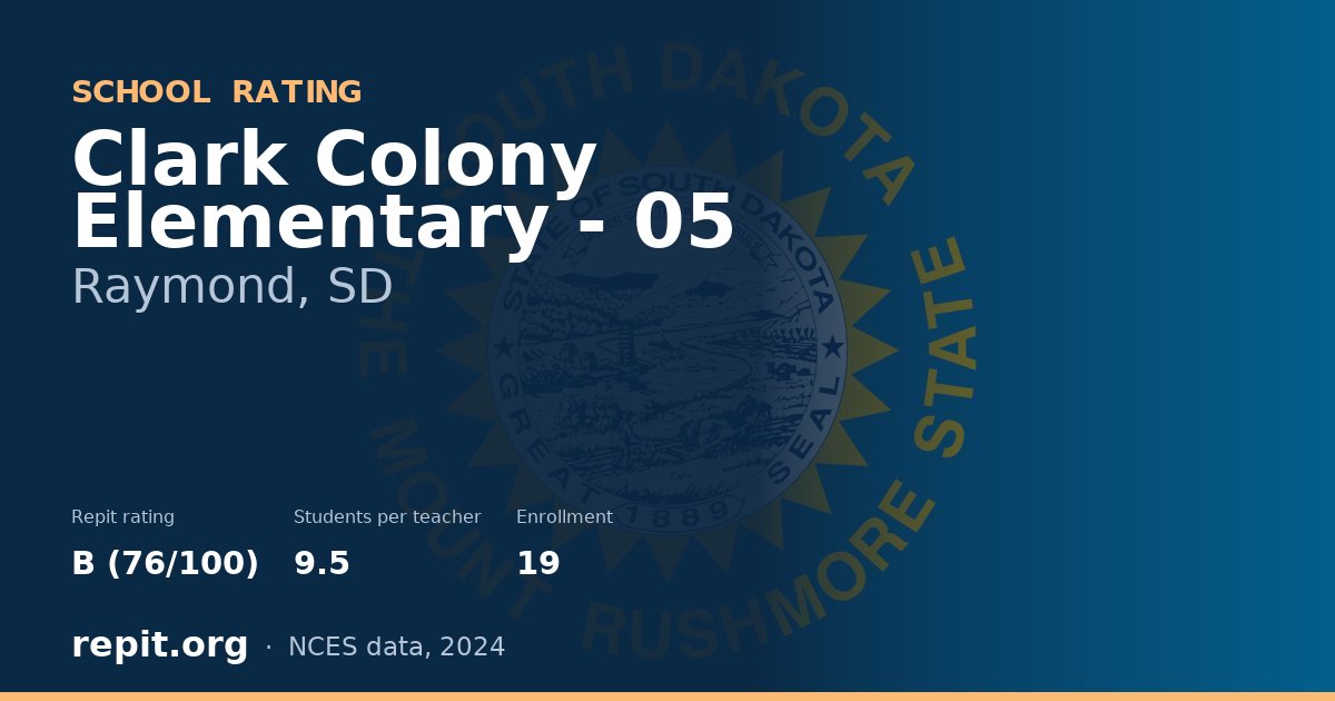 Clark Colony Elementary - 05, Raymond, SD — Repit school rating B (76/100)