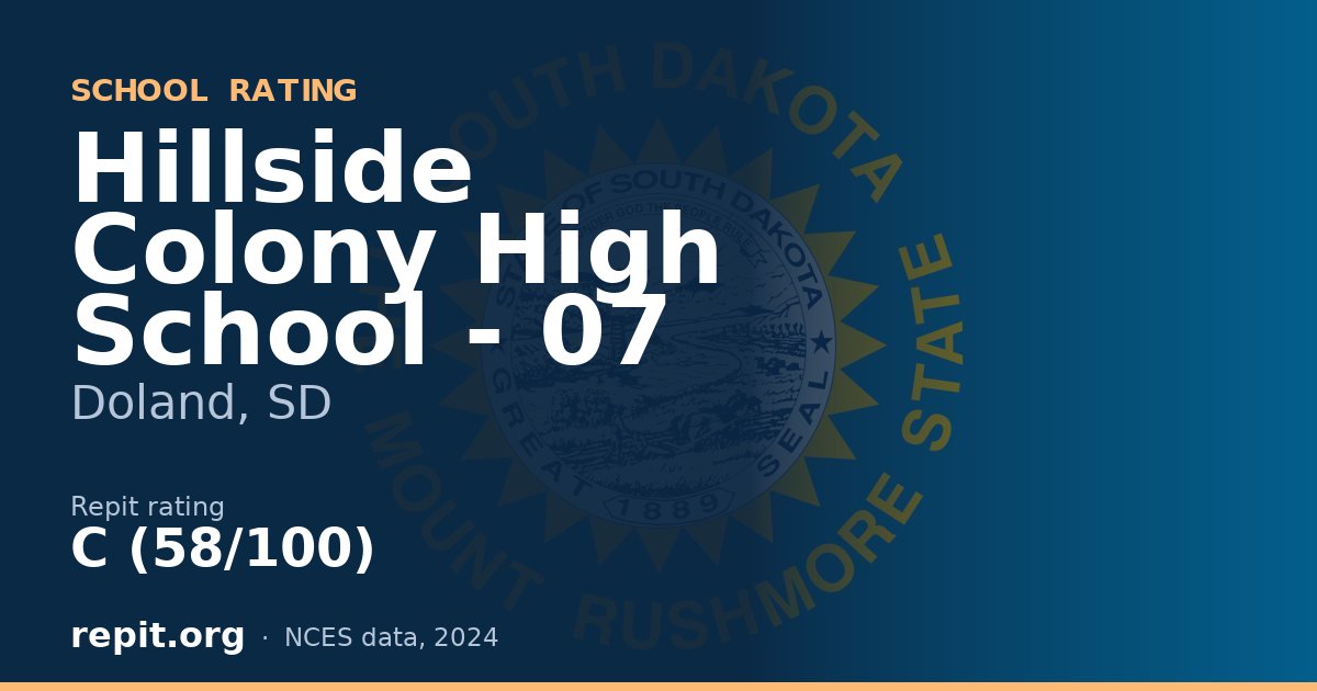 Hillside Colony High School - 07, Doland, SD — Repit school rating C (58/100)