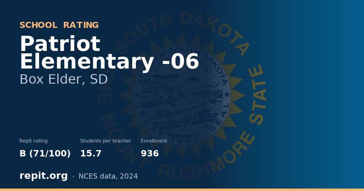 Patriot Elementary -06, Box Elder, SD — Repit school rating B (71/100)