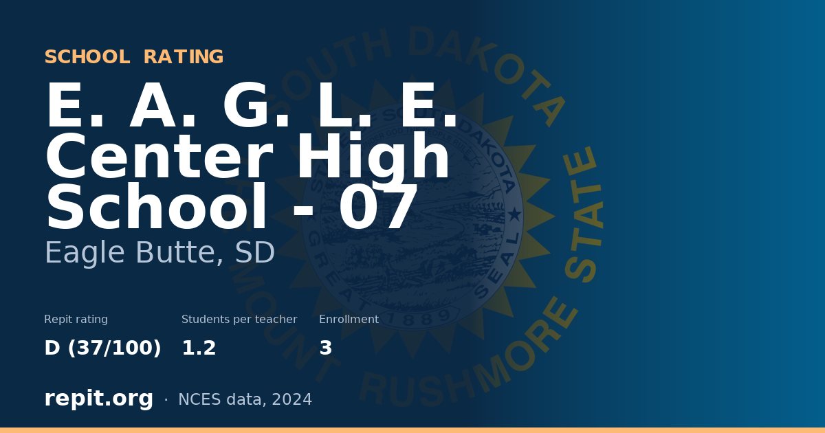 E. A. G. L. E. Center High School - 07, Eagle Butte, SD — Repit school rating D (37/100)