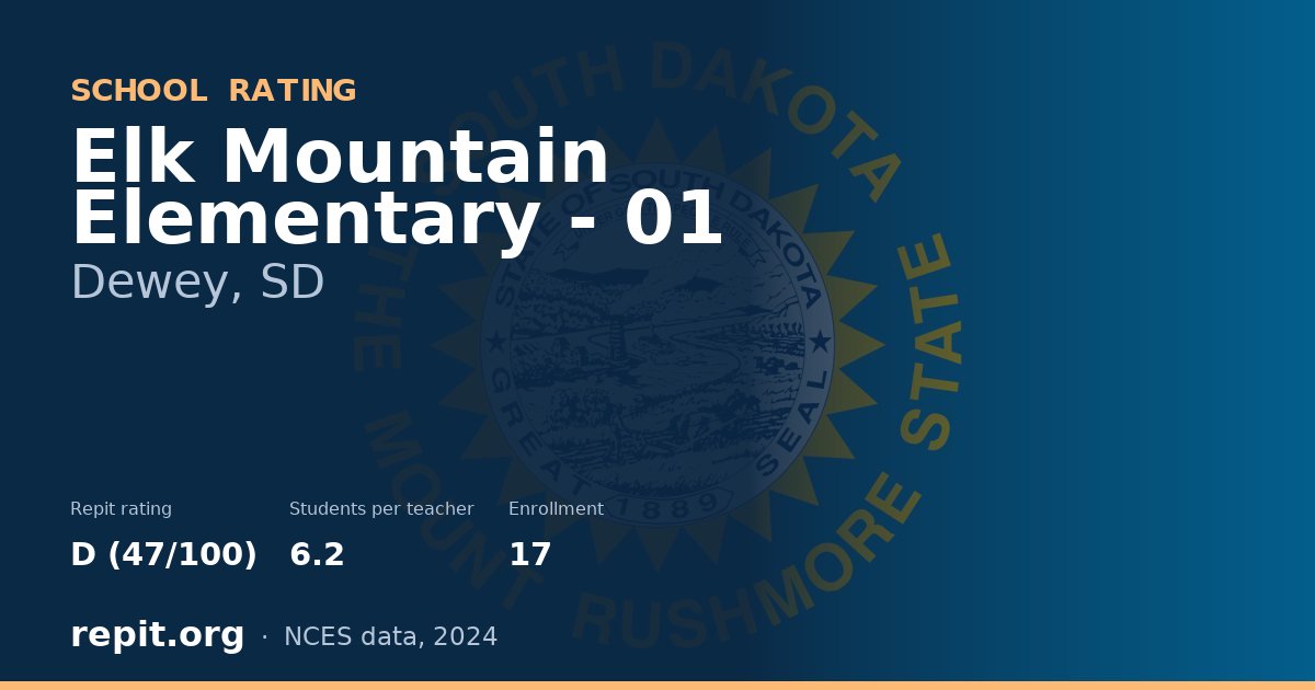 Elk Mountain Elementary - 01, Dewey, SD — Repit school rating D (47/100)