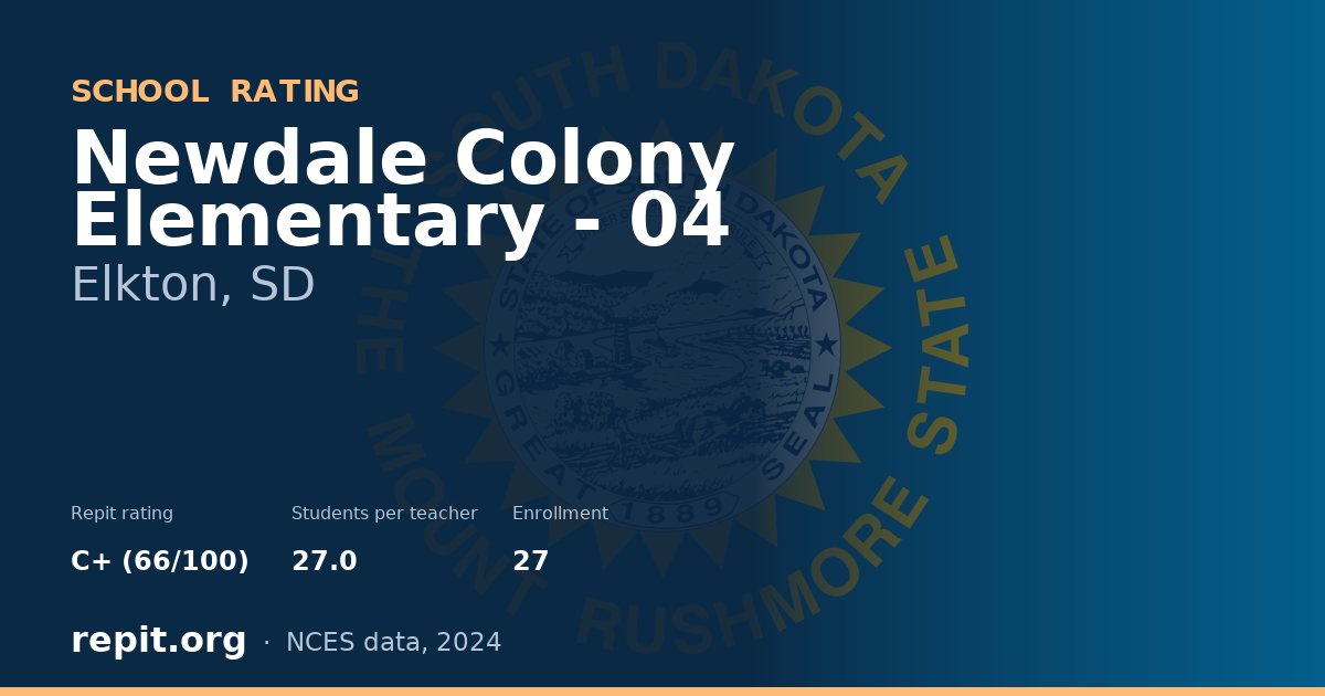 Newdale Colony Elementary - 04, Elkton, SD — Repit school rating C+ (66/100)