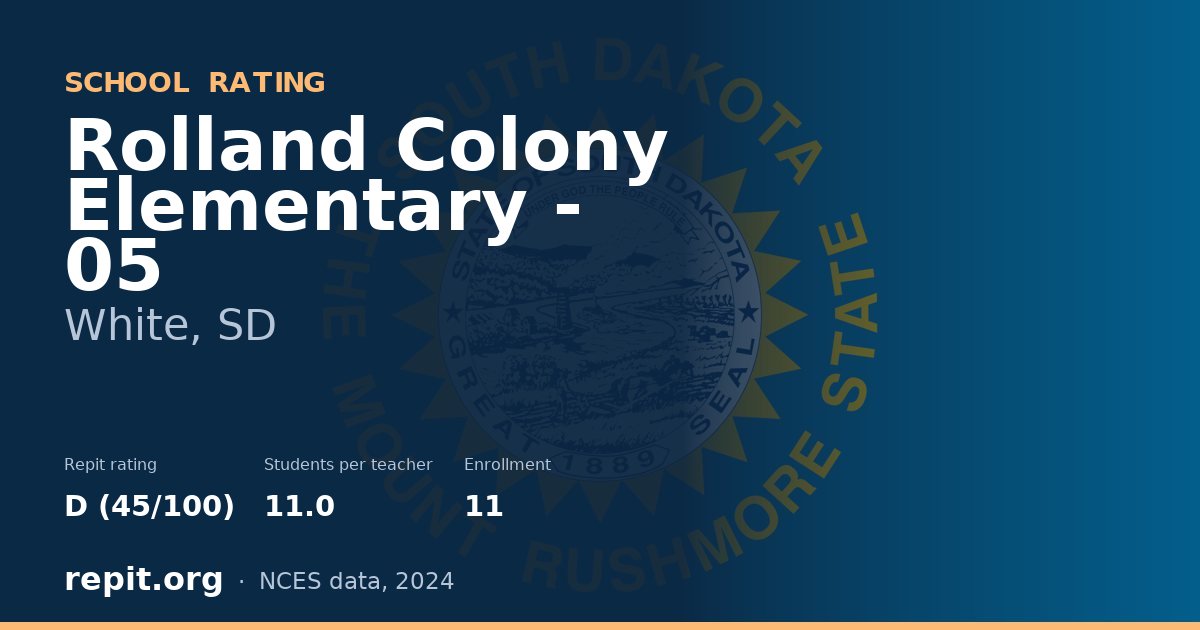 Rolland Colony Elementary - 05, White, SD — Repit school rating D (45/100)