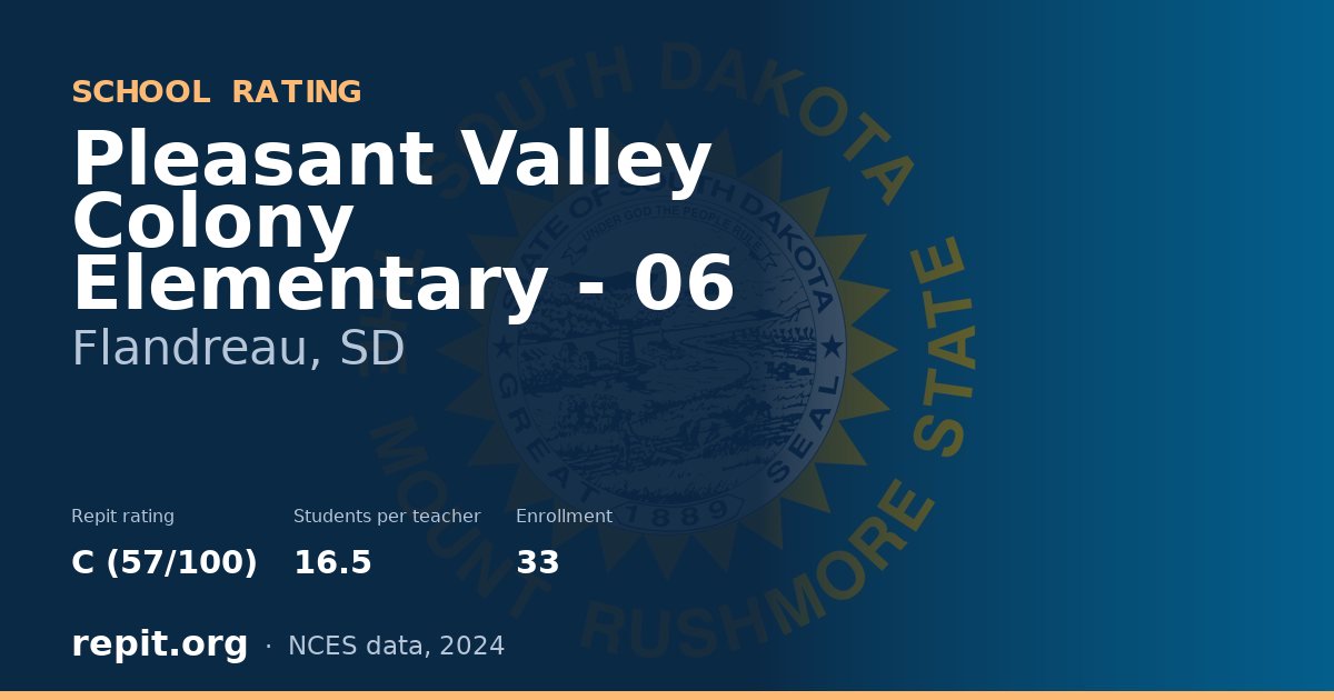 Pleasant Valley Colony Elementary - 06, Flandreau, SD — Repit school rating C (57/100)