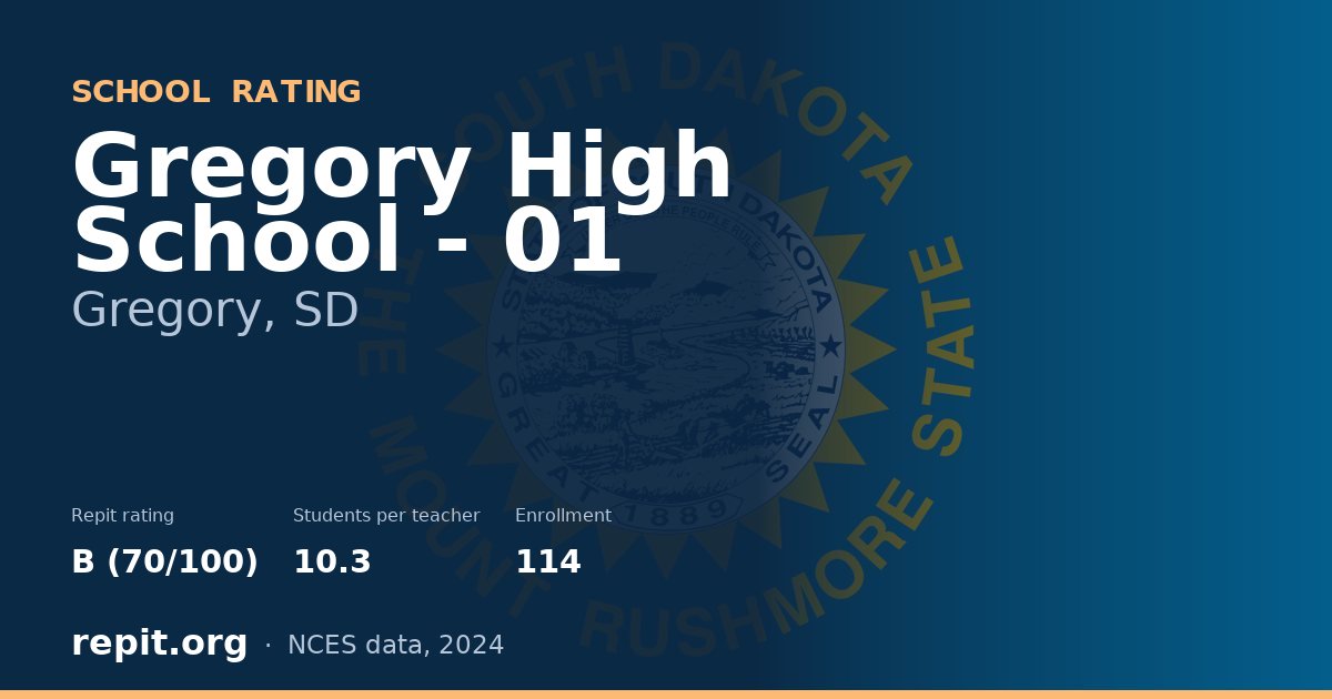 Gregory High School - 01, Gregory, SD — Repit school rating B (70/100)