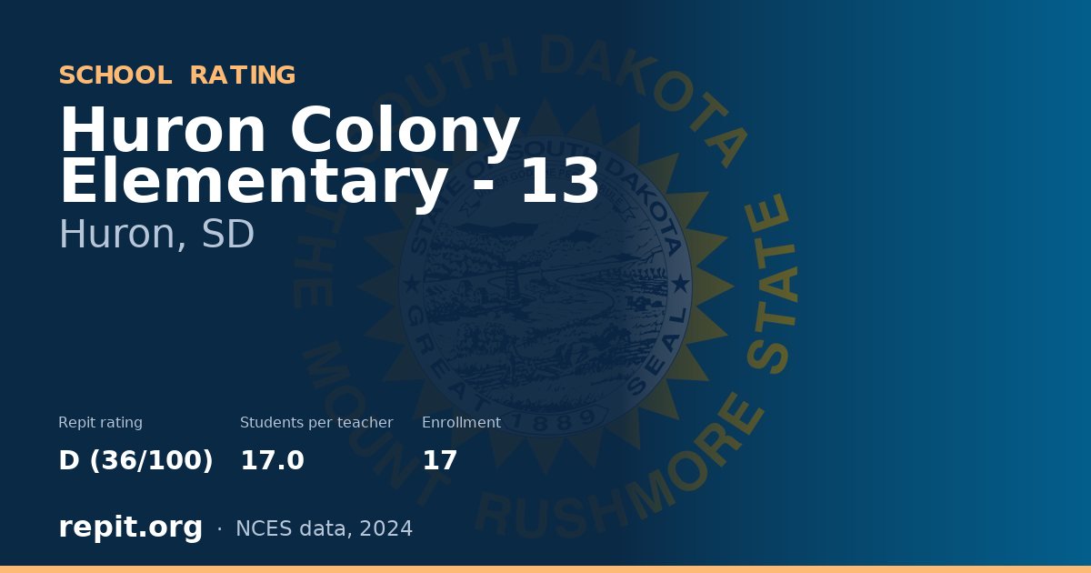 Huron Colony Elementary - 13, Huron, SD — Repit school rating D (36/100)