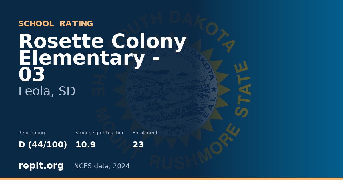 Rosette Colony Elementary - 03, Leola, SD — Repit school rating D (44/100)