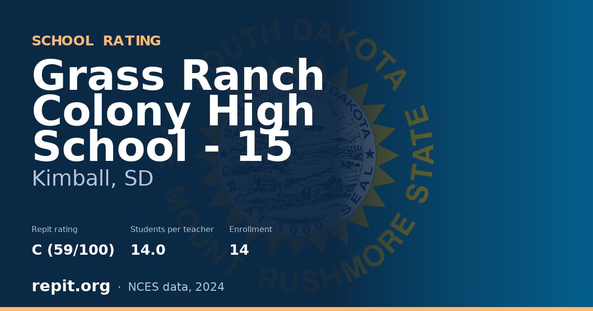 Grass Ranch Colony High School - 15, Kimball, SD — Repit school rating C (59/100)