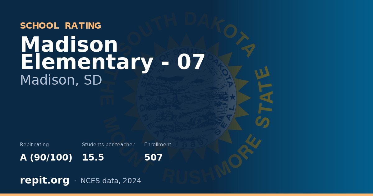 Madison Elementary - 07, Madison, SD — Repit school rating A (90/100)