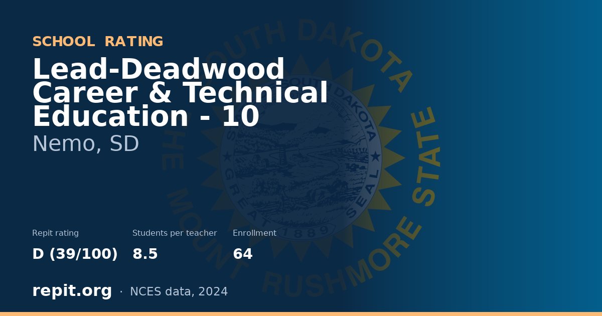 Lead-Deadwood Career & Technical Education - 10, Nemo, SD — Repit school rating D (39/100)