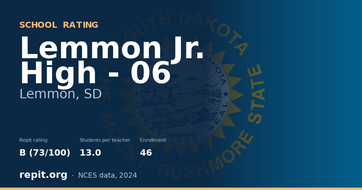 Lemmon Jr. High - 06, Lemmon, SD — Repit school rating B (73/100)