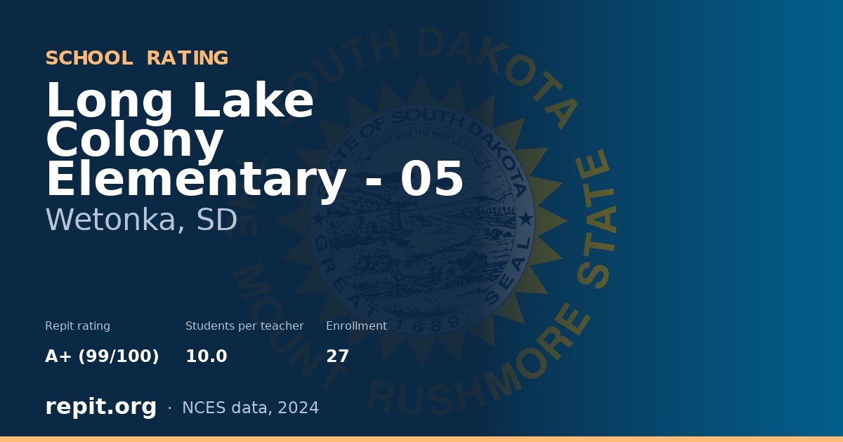 Long Lake Colony Elementary - 05, Wetonka, SD — Repit school rating A+ (99/100)
