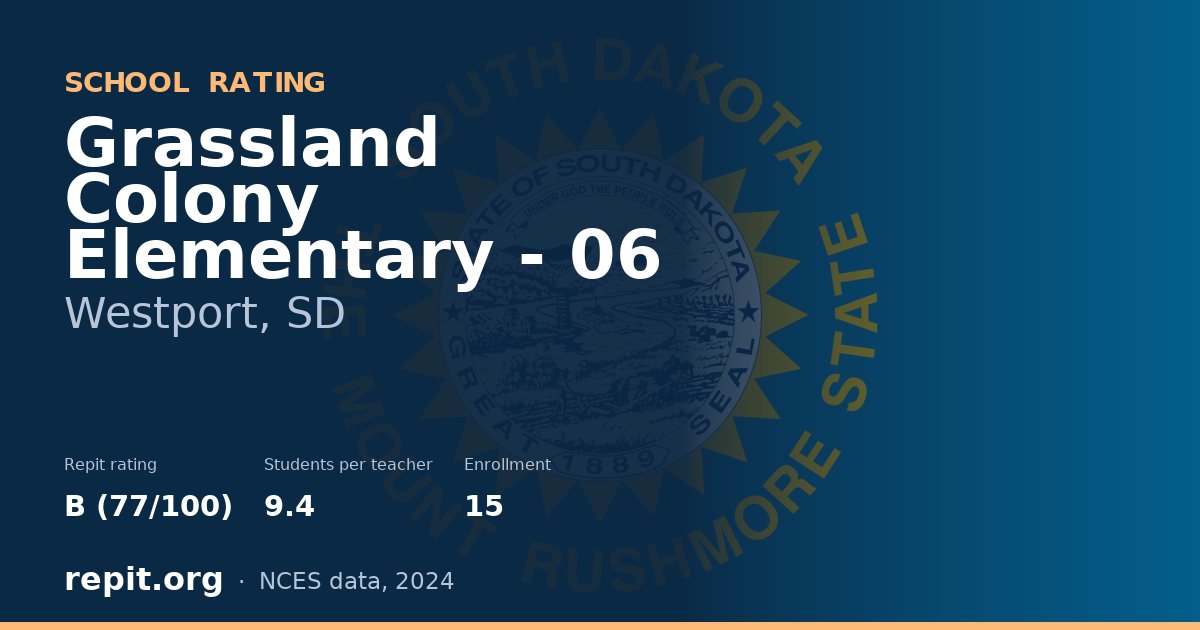 Grassland Colony Elementary - 06, Westport, SD — Repit school rating B (77/100)