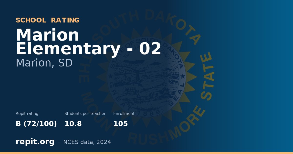 Marion Elementary - 02, Marion, SD — Repit school rating B (72/100)