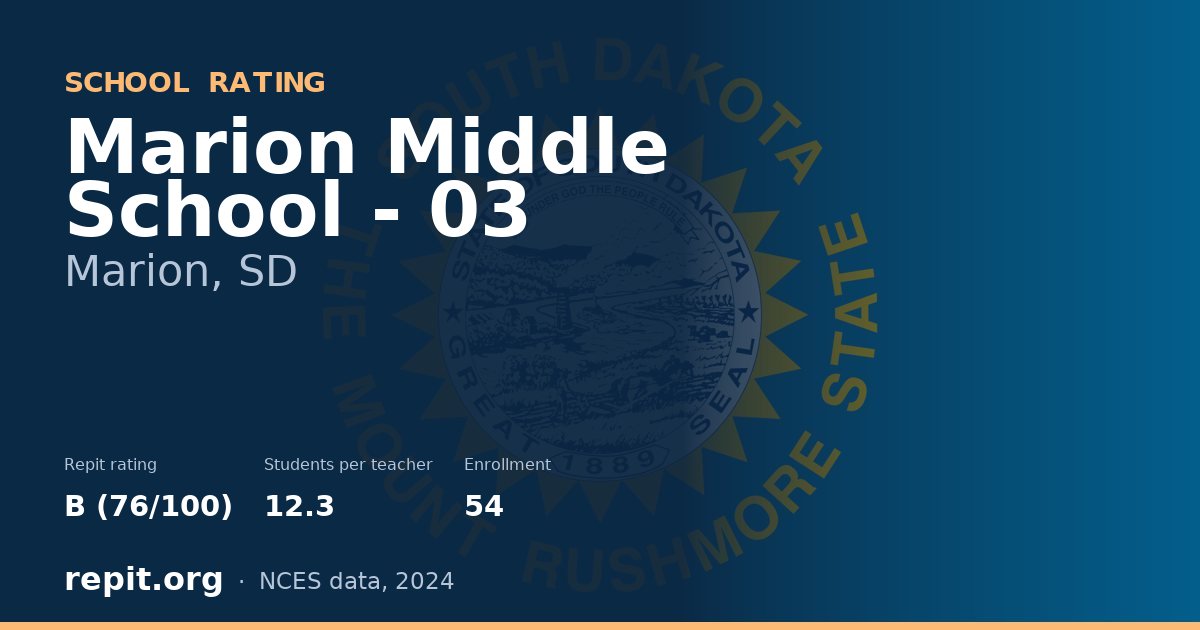 Marion Middle School - 03, Marion, SD — Repit school rating B (76/100)