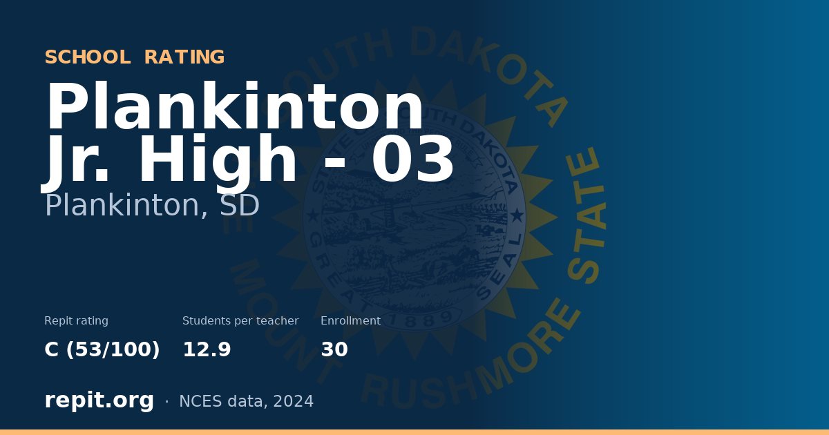 Plankinton Jr. High - 03, Plankinton, SD — Repit school rating C (53/100)