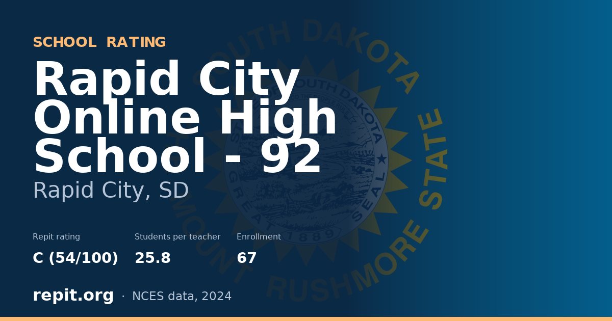 Rapid City Online High School - 92, Rapid City, SD — Repit school rating C (54/100)
