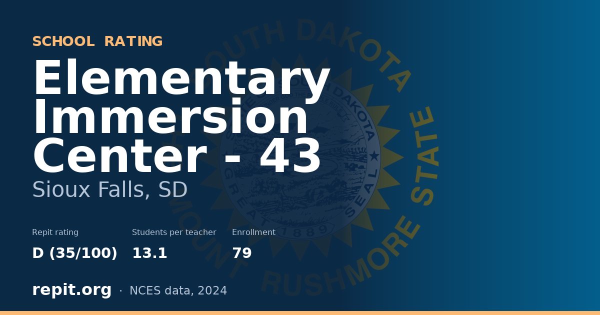 Elementary Immersion Center - 43, Sioux Falls, SD — Repit school rating D (35/100)