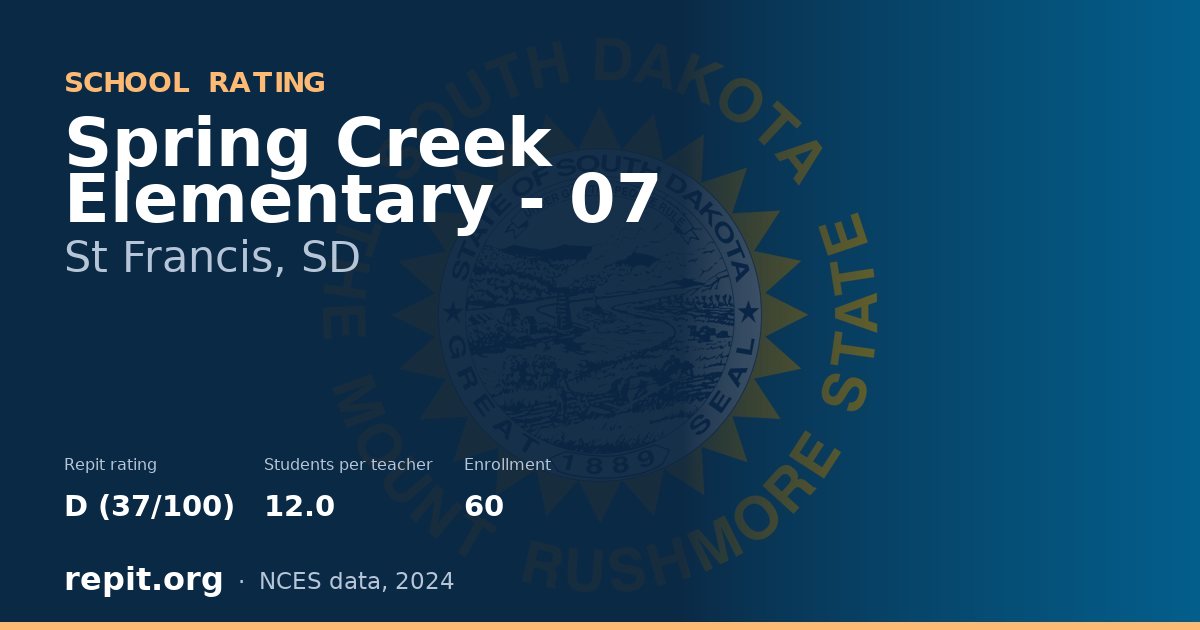 Spring Creek Elementary - 07, St Francis, SD — Repit school rating D (37/100)