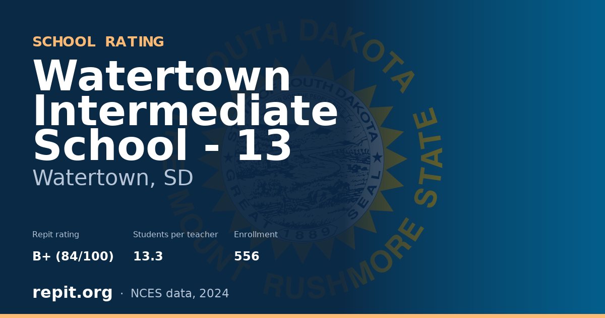 Watertown Intermediate School - 13, Watertown, SD — Repit school rating B+ (84/100)