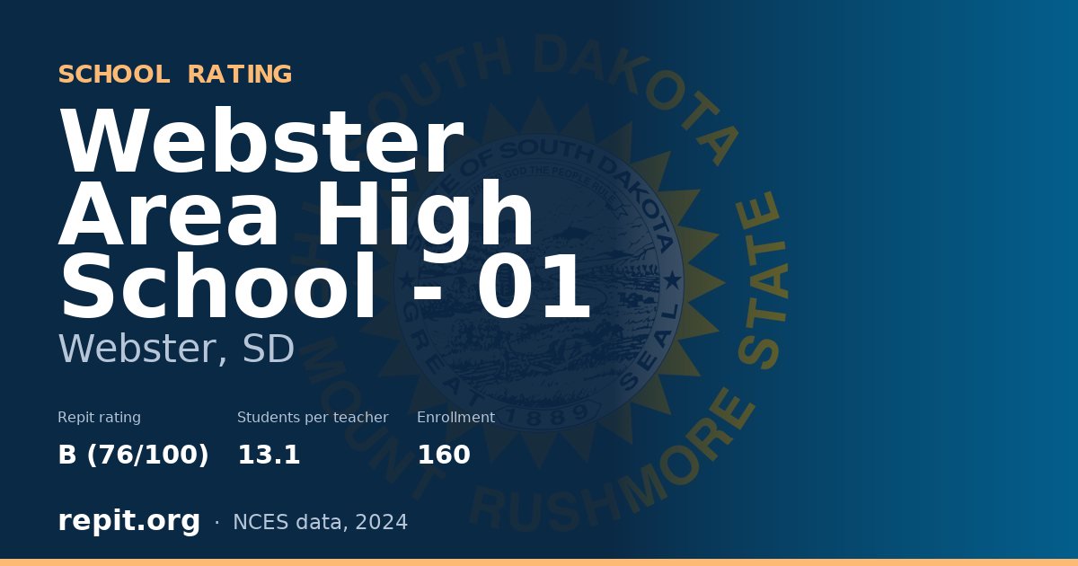 Webster Area High School - 01, Webster, SD — Repit school rating B (76/100)