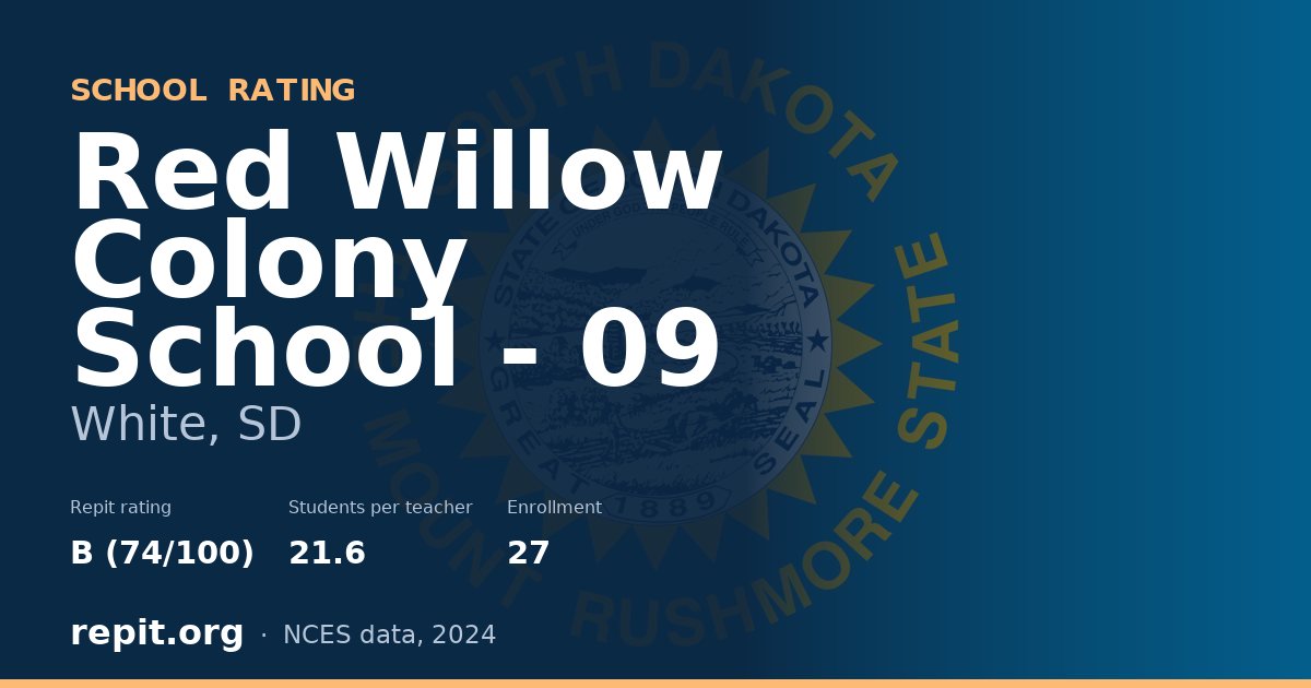 Red Willow Colony School - 09, White, SD — Repit school rating B (74/100)