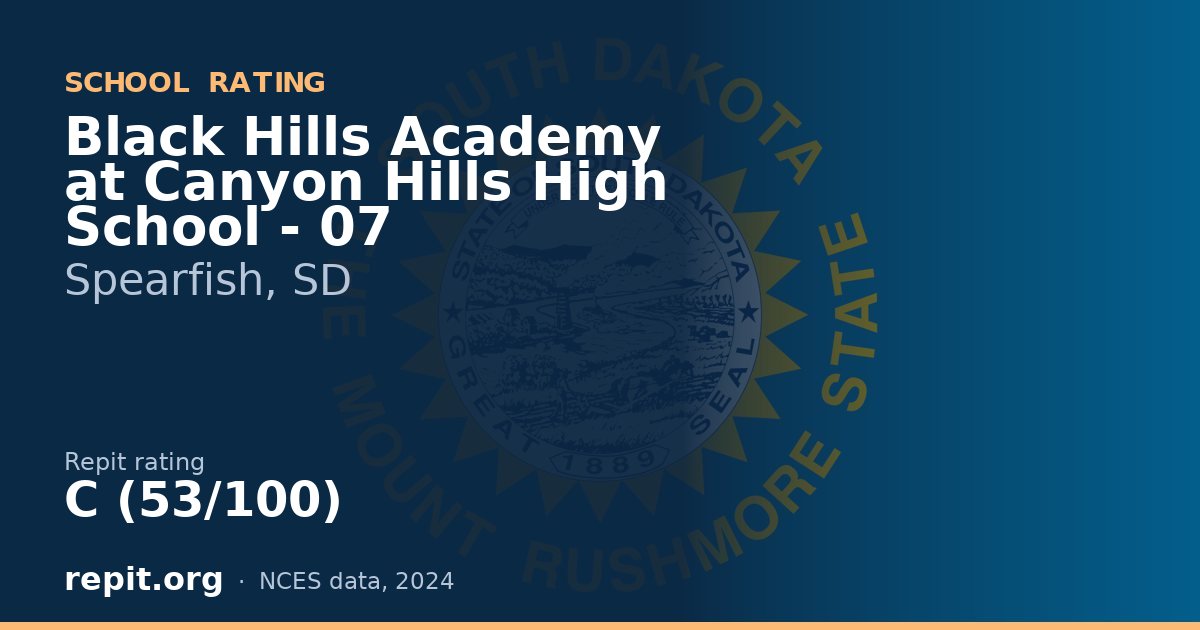 Black Hills Academy at Canyon Hills High School - 07, Spearfish, SD — Repit school rating C (53/100)