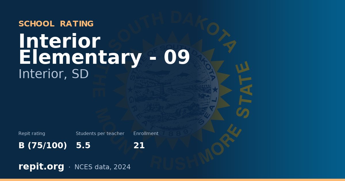 Interior Elementary - 09, Interior, SD — Repit school rating B (75/100)