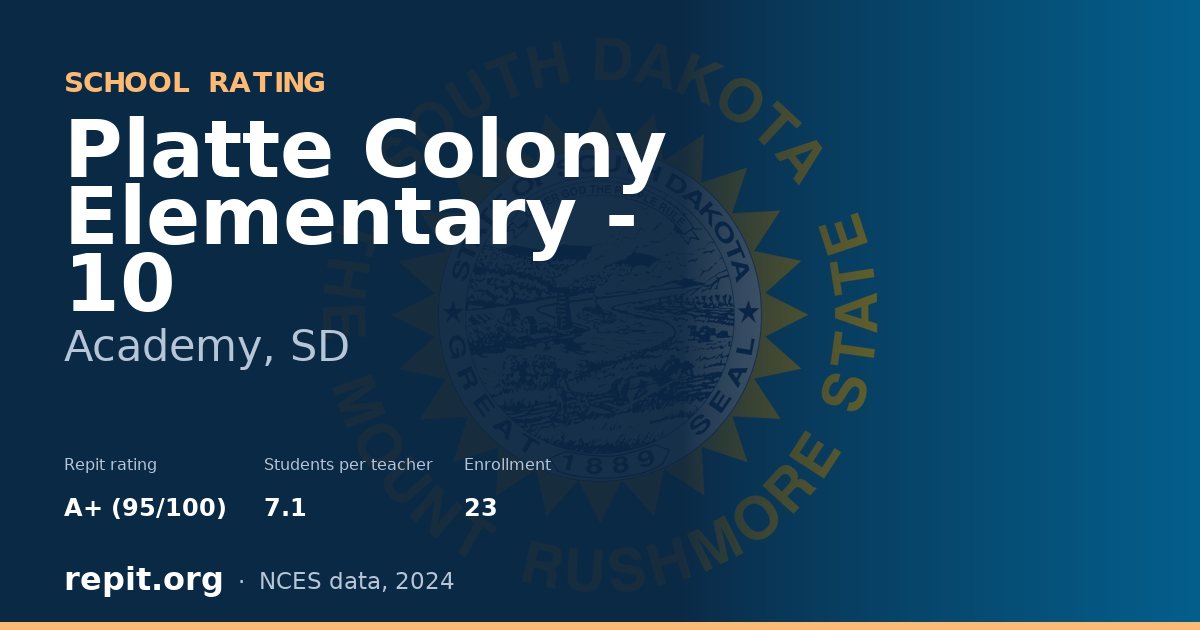 Platte Colony Elementary - 10, Academy, SD — Repit school rating A+ (95/100)