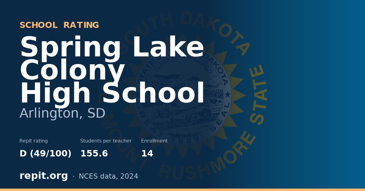 Spring Lake Colony High School, Arlington, SD — Repit school rating D (49/100)
