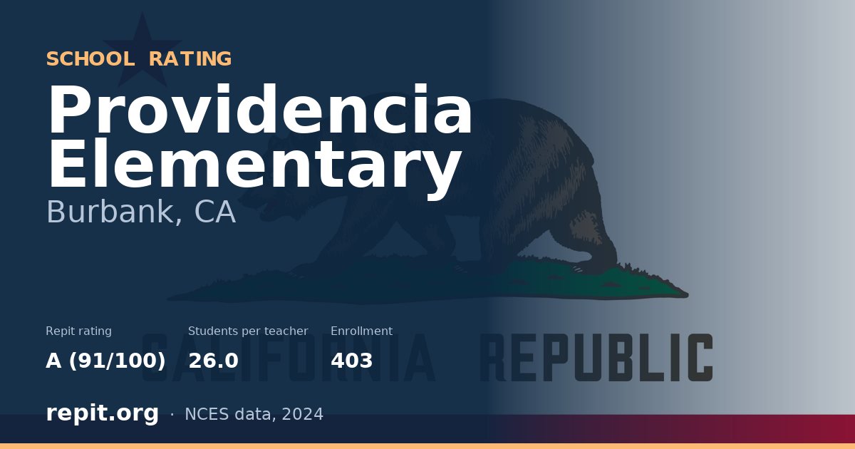 Providencia Elementary, Burbank, CA — Repit school rating A (91/100)