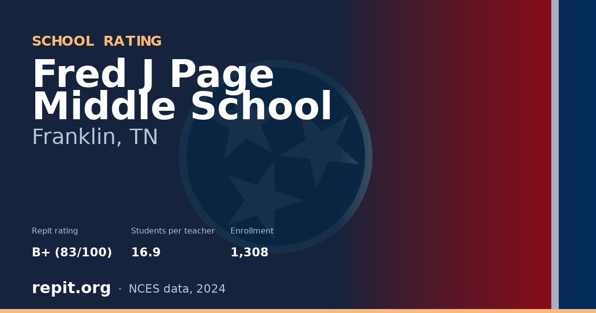 Fred J Page Middle School, Franklin, TN — Repit school rating B+ (83/100)