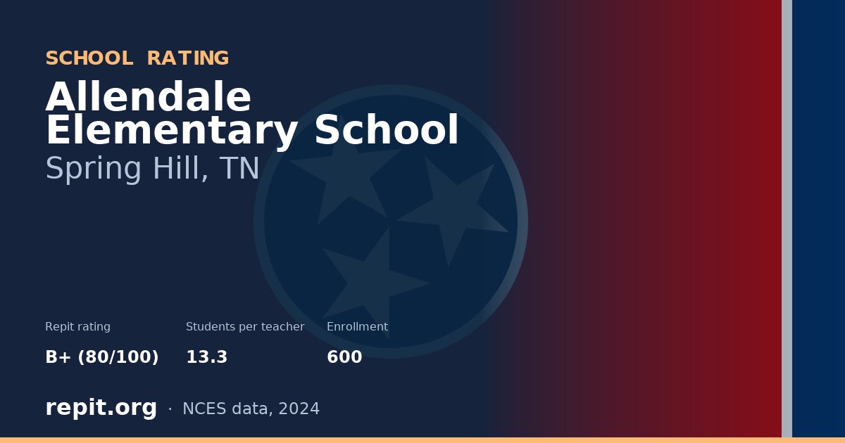 Allendale Elementary School, Spring Hill, TN — Repit school rating B+ (80/100)
