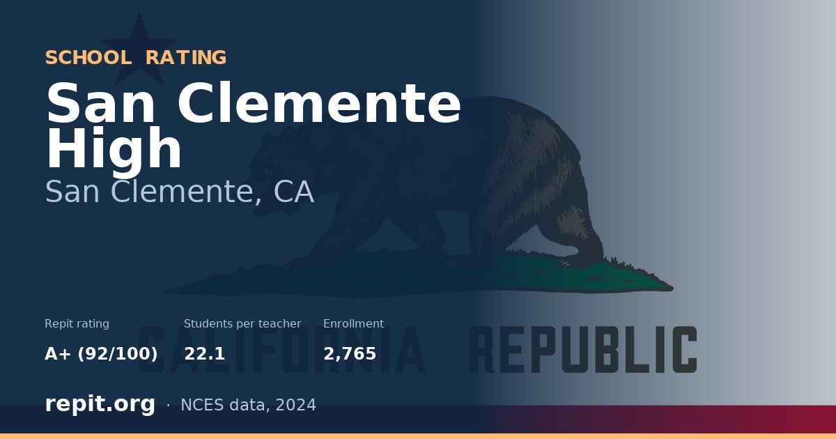 San Clemente High, San Clemente, CA — Repit school rating A+ (92/100)