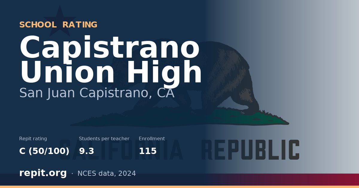 Capistrano Union High, San Juan Capistrano, CA — Repit school rating C (50/100)