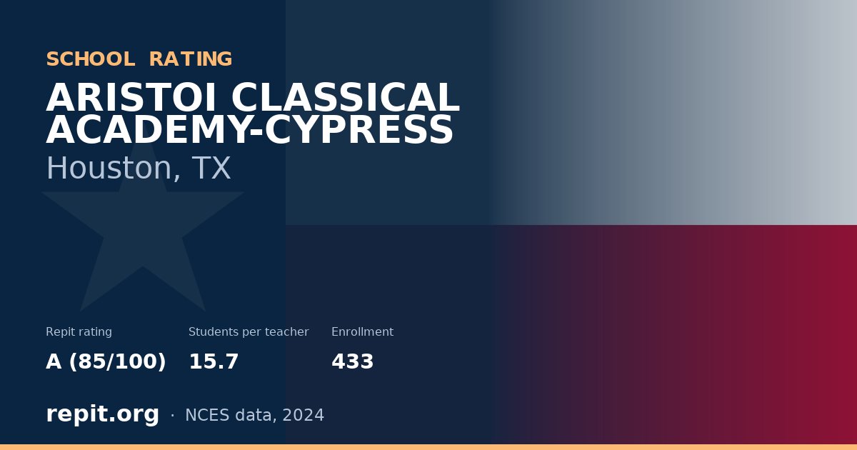 ARISTOI CLASSICAL ACADEMY-CYPRESS, Houston, TX — Repit school rating A (85/100)