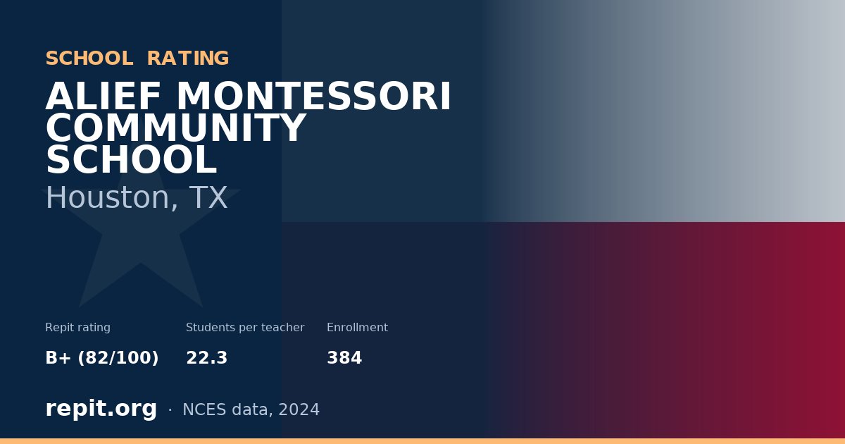 ALIEF MONTESSORI COMMUNITY SCHOOL, Houston, TX — Repit school rating B+ (82/100)