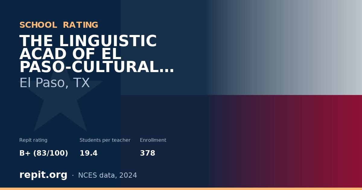 THE LINGUISTIC ACAD OF EL PASO-CULTURAL DEMO SITE, El Paso, TX — Repit school rating B+ (83/100)