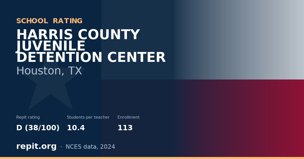 HARRIS COUNTY JUVENILE DETENTION CENTER, Houston, TX — Repit school rating D (38/100)