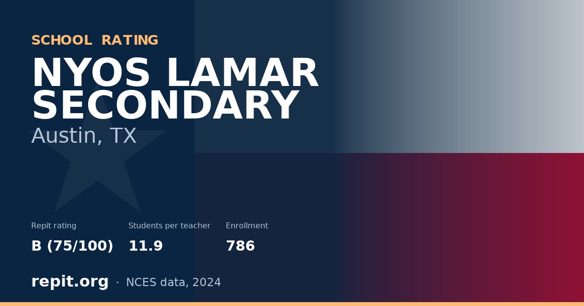 NYOS LAMAR SECONDARY, Austin, TX — Repit school rating B (75/100)