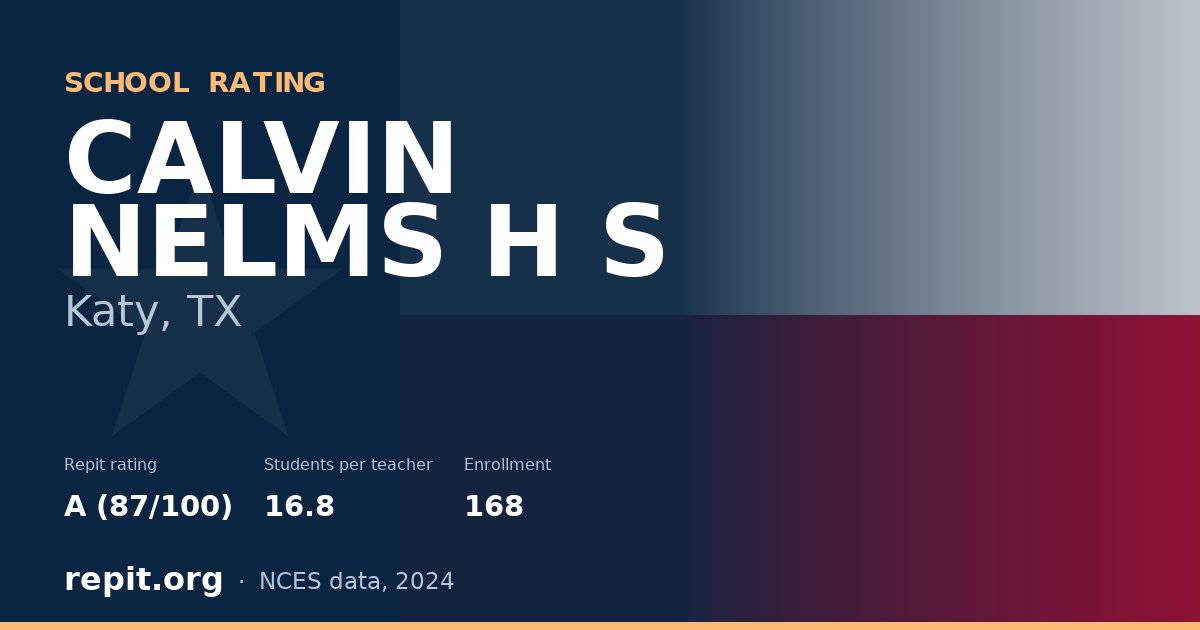 CALVIN NELMS H S, Katy, TX — Repit school rating A (87/100)