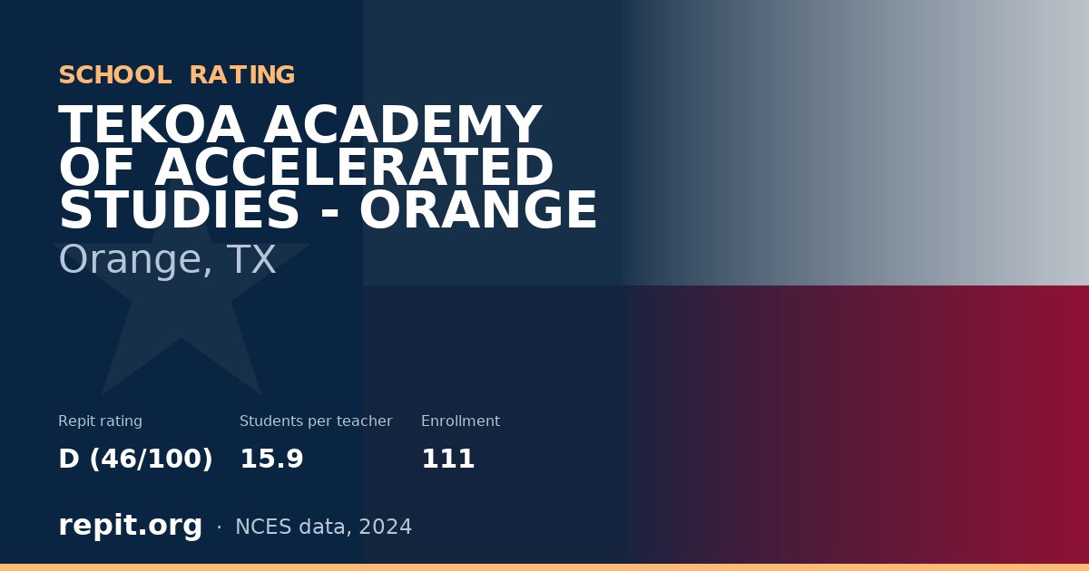 TEKOA ACADEMY OF ACCELERATED STUDIES - ORANGE, Orange, TX — Repit school rating D (46/100)