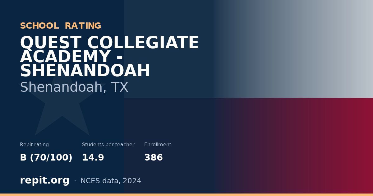 QUEST COLLEGIATE ACADEMY - SHENANDOAH, Shenandoah, TX — Repit school rating B (70/100)