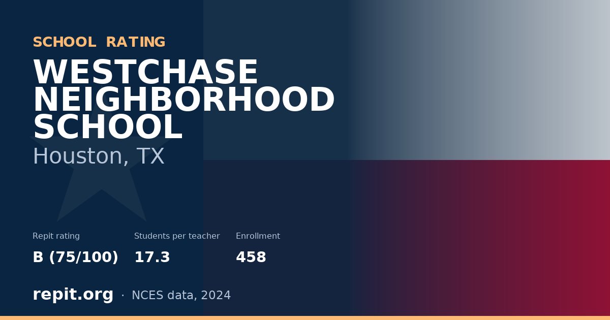 WESTCHASE NEIGHBORHOOD SCHOOL, Houston, TX — Repit school rating B (75/100)